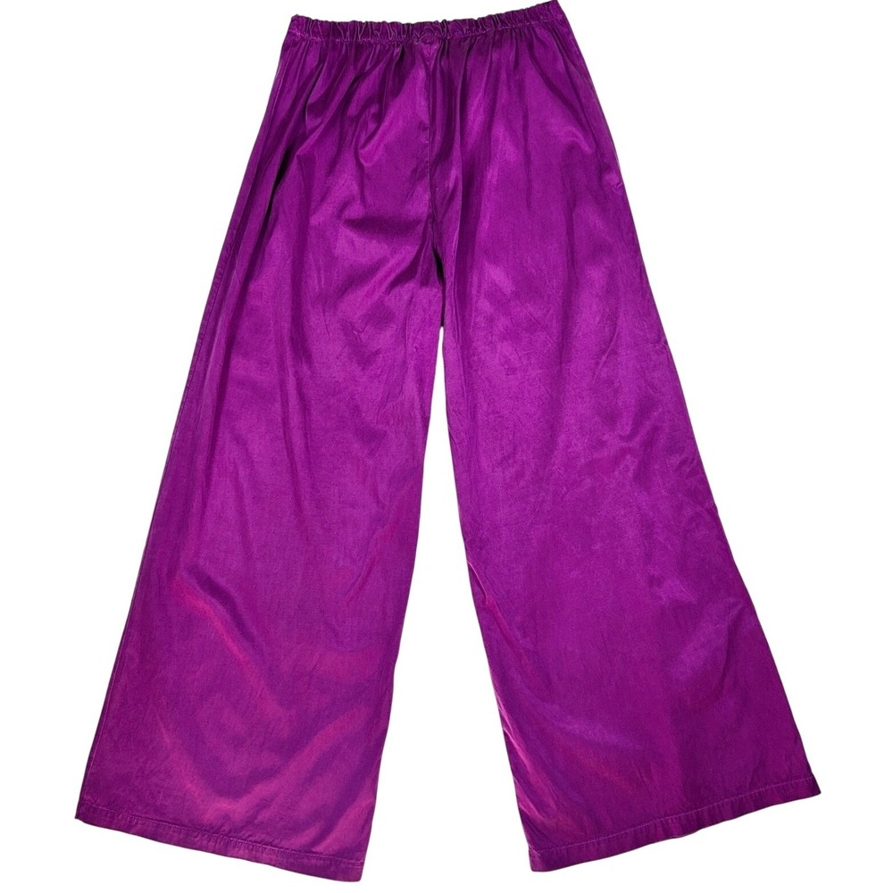 Bryn Walker Pants Womens M Wide Leg Silky Satin Cupro Lagenlook Purple Medium - Picture 4 of 12
